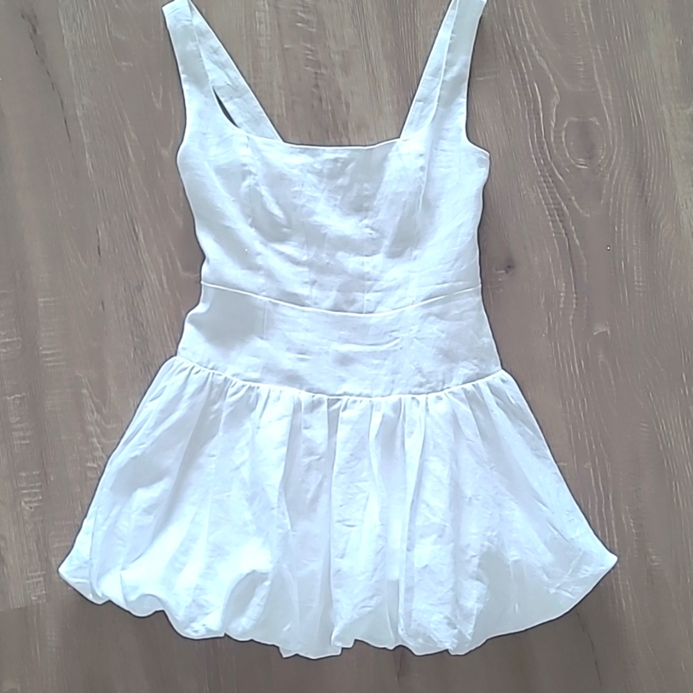 Reformation Delia White Linen Dress
